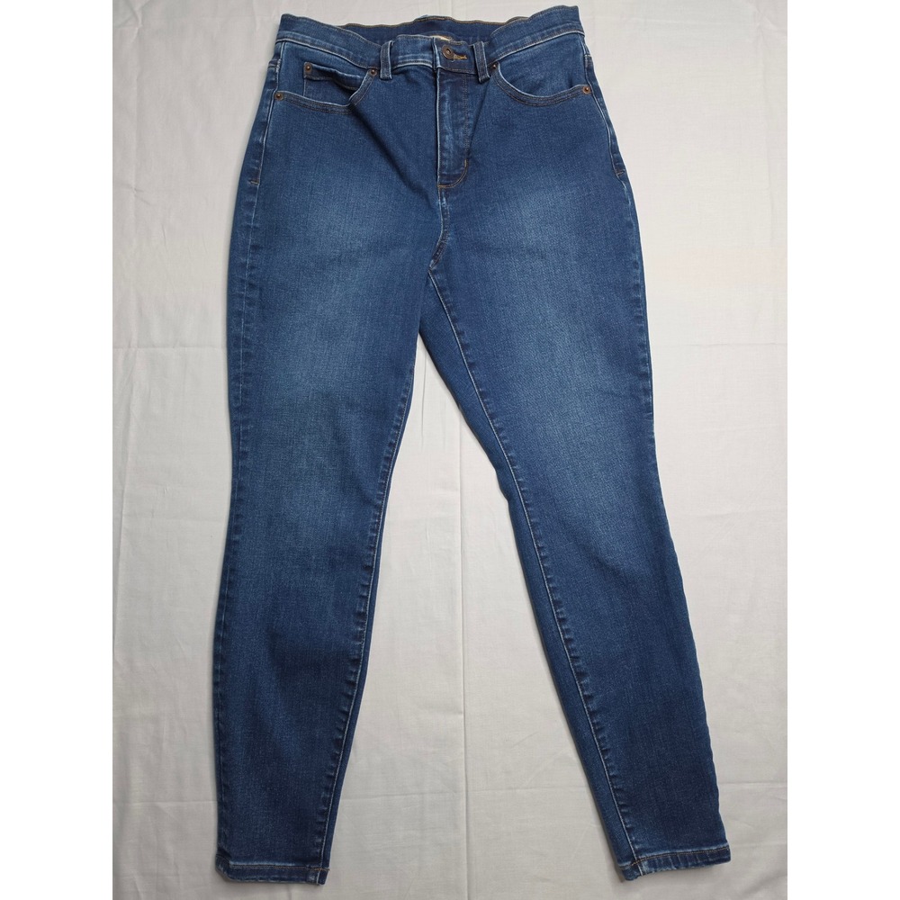 Duluth Trading Jeans Womens 8 Short Blue Denim Stretch Skinny Leg Zip-Fly Preppy